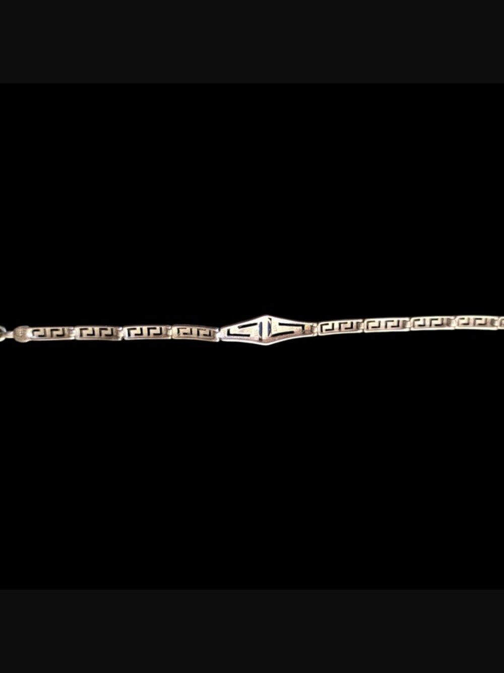 925 Sterling Silver Greek Key Meander Blue Lapis Size 7.25" Bracelet - Picture 7 of 14